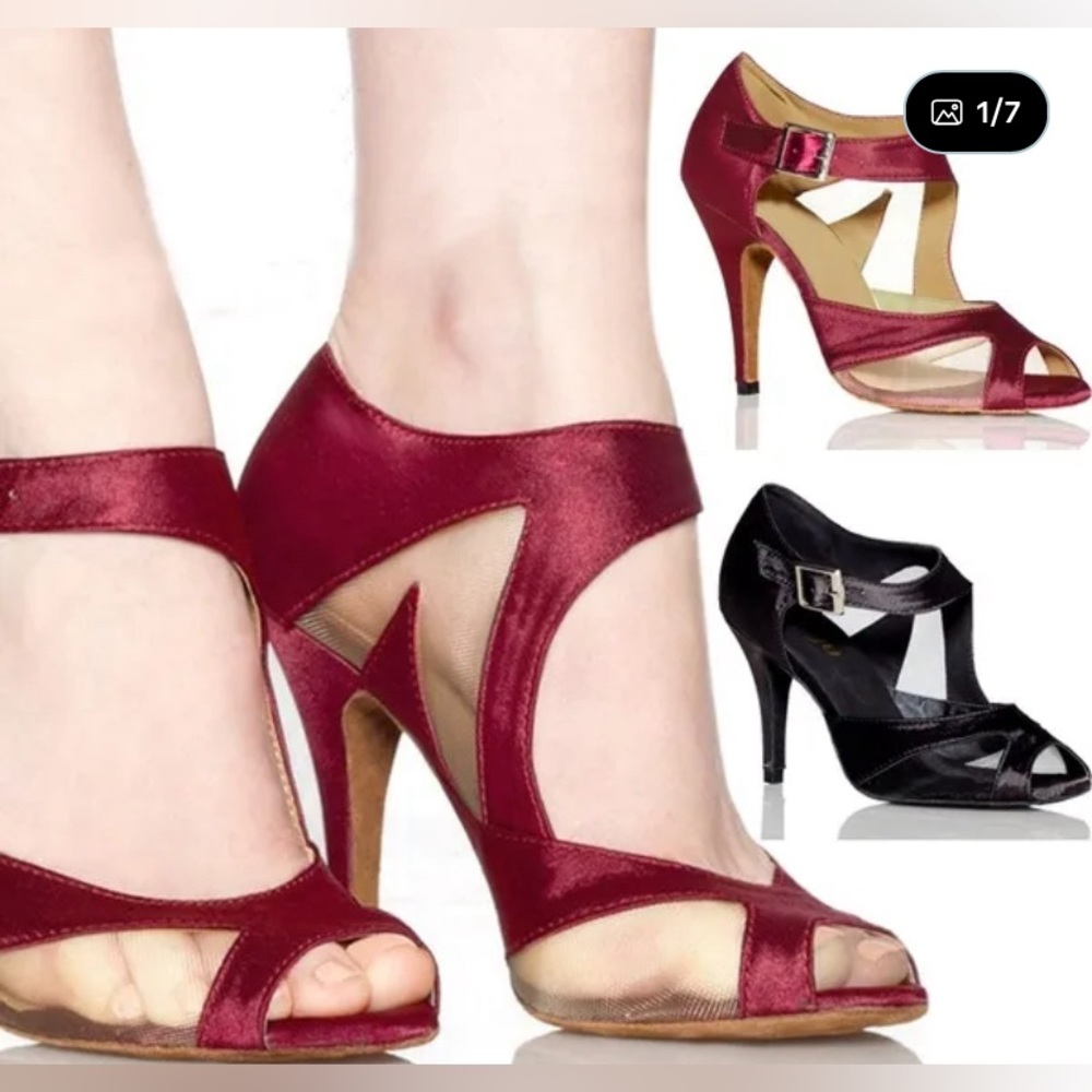Burju Latin salsa dance shoes suede bottom 3in heel